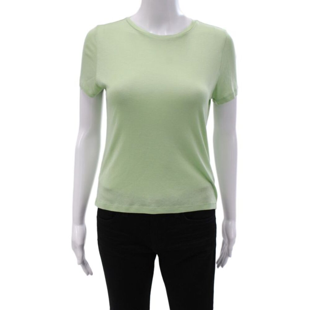 Alice + Olivia Womens Basic Green Crewneck Short Sleeve T-Shirt Size S